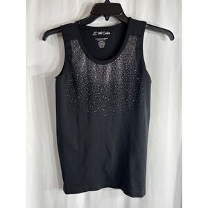 LC Couture Black Rhinestone Embellished Tank Top Style 300S1M Size‎ M L